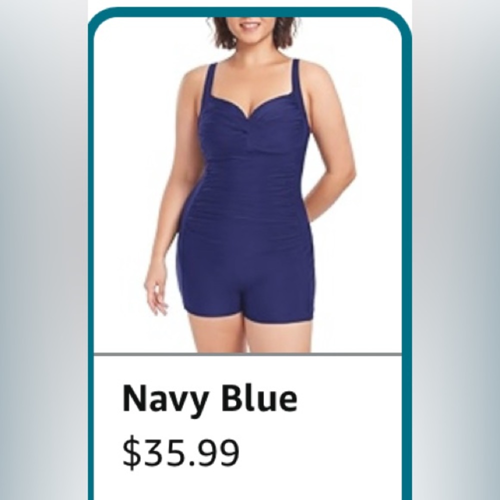 Elegant Blue Women's One Piece Swimsuit - Picture 2 of 4